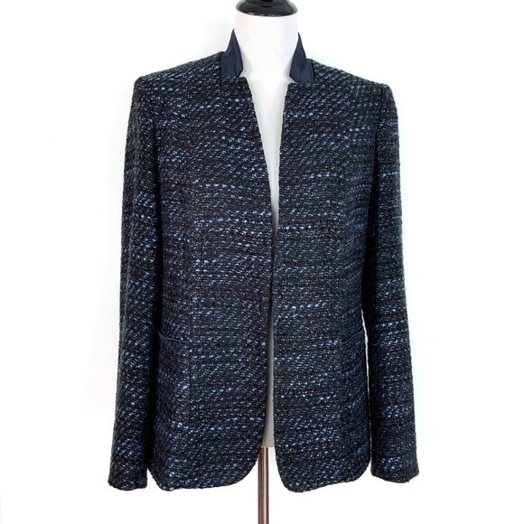Elie Tahari Tori Blue Metallic Tweed Blazer Sz 10 - Picture 5 of 16